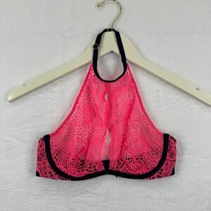Victoria's Secret Very Sexy Hot Pink Lace Halter Bra 32C‎